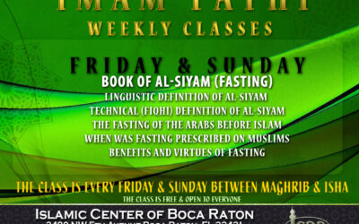 Imam Weekly Classes Fri & Sun Between Maghreb and Ishaa